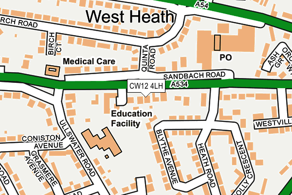 CW12 4LH map - OS OpenMap – Local (Ordnance Survey) CW12 4LH map - OS OpenMap – Local (Ordnance Survey)
