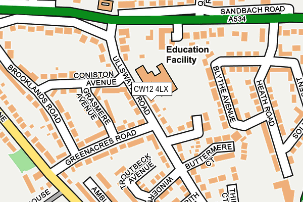CW12 4LX map - OS OpenMap – Local (Ordnance Survey) CW12 4LX map - OS OpenMap – Local (Ordnance Survey)