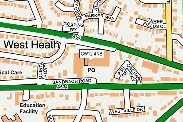 CW12 4NB map - OS OpenMap – Local (Ordnance Survey) CW12 4NB map - OS OpenMap – Local (Ordnance Survey)
