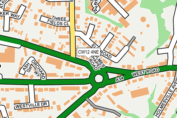 CW12 4NE map - OS OpenMap – Local (Ordnance Survey) CW12 4NE map - OS OpenMap – Local (Ordnance Survey)