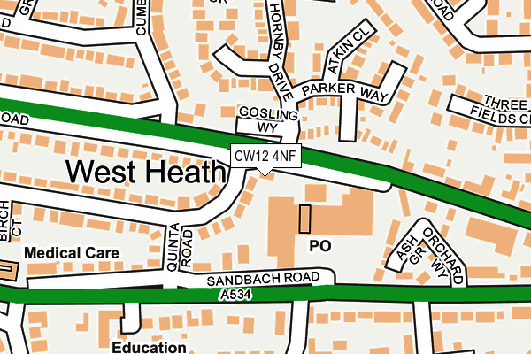 CW12 4NF map - OS OpenMap – Local (Ordnance Survey) CW12 4NF map - OS OpenMap – Local (Ordnance Survey)
