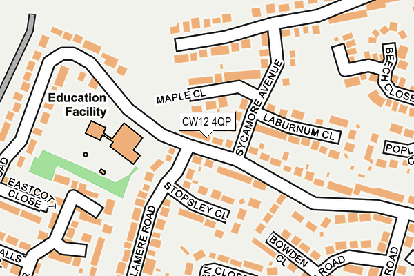 CW12 4QP map - OS OpenMap – Local (Ordnance Survey) CW12 4QP map - OS OpenMap – Local (Ordnance Survey)