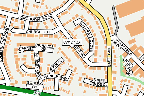 CW12 4QX map - OS OpenMap – Local (Ordnance Survey) CW12 4QX map - OS OpenMap – Local (Ordnance Survey)