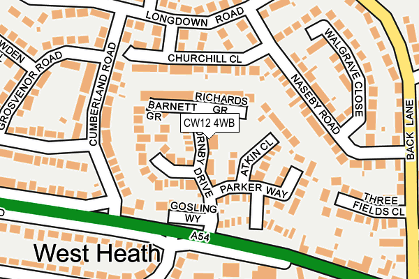 CW12 4WB map - OS OpenMap – Local (Ordnance Survey) CW12 4WB map - OS OpenMap – Local (Ordnance Survey)