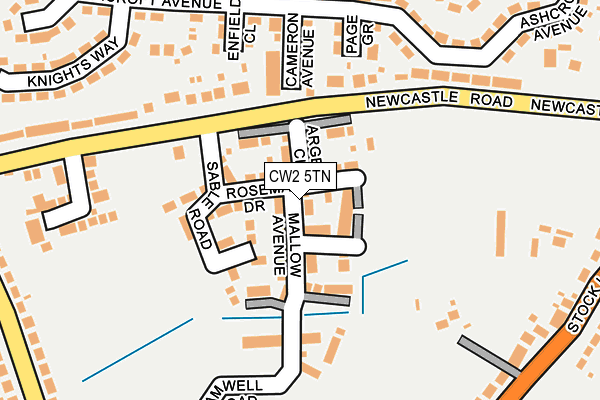 CW2 5TN map - OS OpenMap – Local (Ordnance Survey) CW2 5TN map - OS OpenMap – Local (Ordnance Survey)