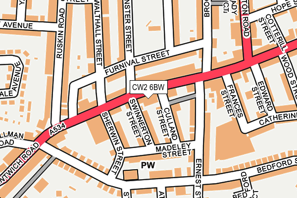 CW2 6BW map - OS OpenMap – Local (Ordnance Survey) CW2 6BW map - OS OpenMap – Local (Ordnance Survey)