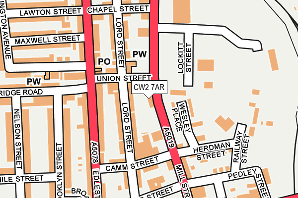 CW2 7AR map - OS OpenMap – Local (Ordnance Survey) CW2 7AR map - OS OpenMap – Local (Ordnance Survey)