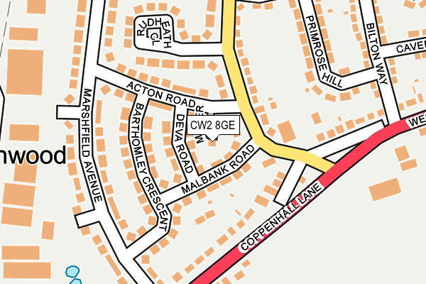 CW2 8GE map - OS OpenMap – Local (Ordnance Survey) CW2 8GE map - OS OpenMap – Local (Ordnance Survey)