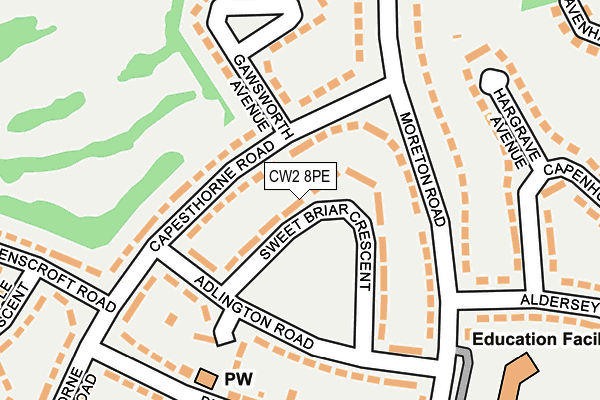 CW2 8PE map - OS OpenMap – Local (Ordnance Survey) CW2 8PE map - OS OpenMap – Local (Ordnance Survey)