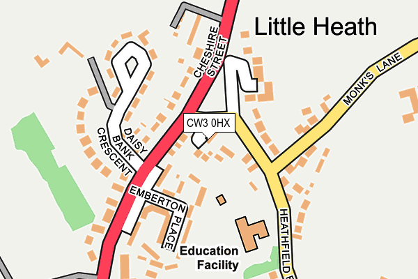 CW3 0HX map - OS OpenMap – Local (Ordnance Survey) CW3 0HX map - OS OpenMap – Local (Ordnance Survey)