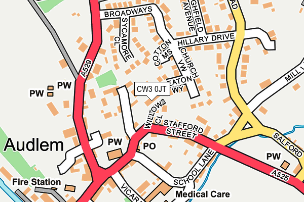 CW3 0JT map - OS OpenMap – Local (Ordnance Survey) CW3 0JT map - OS OpenMap – Local (Ordnance Survey)
