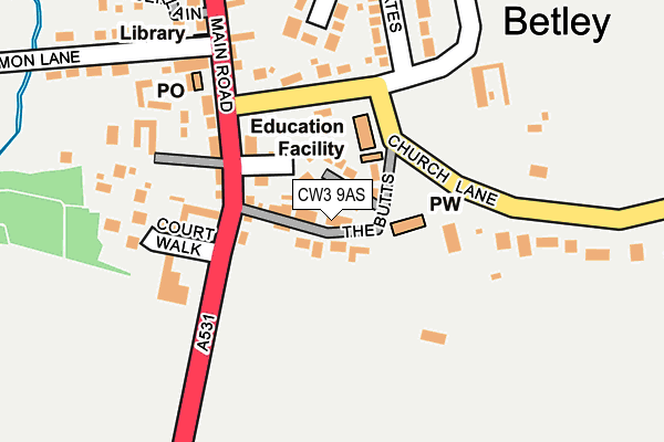 CW3 9AS map - OS OpenMap – Local (Ordnance Survey)