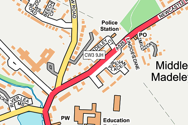 CW3 9JH map - OS OpenMap – Local (Ordnance Survey) CW3 9JH map - OS OpenMap – Local (Ordnance Survey)