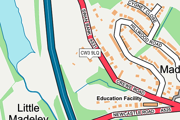 CW3 9LQ map - OS OpenMap – Local (Ordnance Survey) CW3 9LQ map - OS OpenMap – Local (Ordnance Survey)
