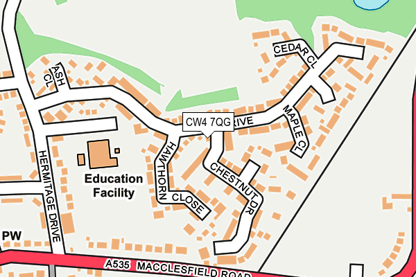 CW4 7QG map - OS OpenMap – Local (Ordnance Survey) CW4 7QG map - OS OpenMap – Local (Ordnance Survey)