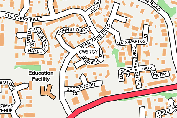 CW5 7GY map - OS OpenMap – Local (Ordnance Survey) CW5 7GY map - OS OpenMap – Local (Ordnance Survey)