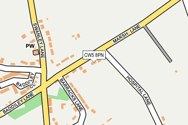 CW5 8PN map - OS OpenMap – Local (Ordnance Survey) CW5 8PN map - OS OpenMap – Local (Ordnance Survey)