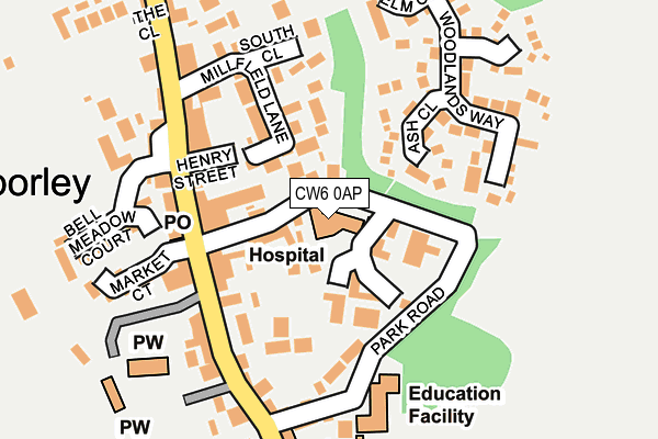 CW6 0AP map - OS OpenMap – Local (Ordnance Survey) CW6 0AP map - OS OpenMap – Local (Ordnance Survey)