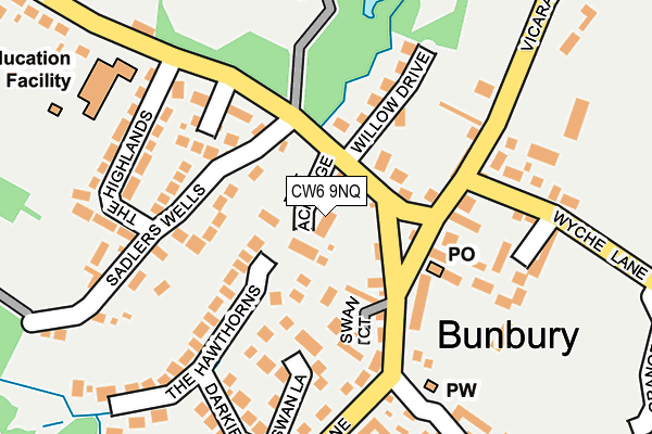 CW6 9NQ map - OS OpenMap – Local (Ordnance Survey) CW6 9NQ map - OS OpenMap – Local (Ordnance Survey)
