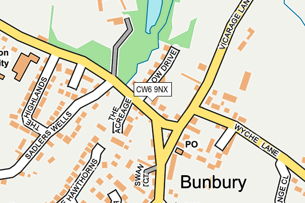 CW6 9NX map - OS OpenMap – Local (Ordnance Survey) CW6 9NX map - OS OpenMap – Local (Ordnance Survey)