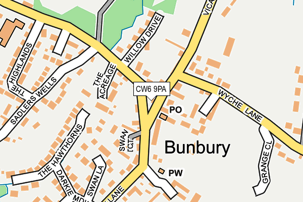CW6 9PA map - OS OpenMap – Local (Ordnance Survey) CW6 9PA map - OS OpenMap – Local (Ordnance Survey)