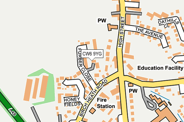 CW6 9YG map - OS OpenMap – Local (Ordnance Survey) CW6 9YG map - OS OpenMap – Local (Ordnance Survey)