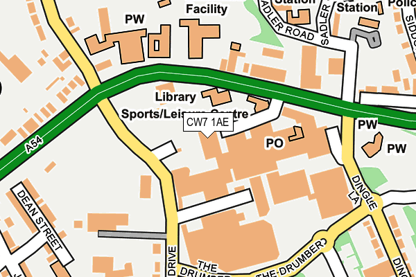 CW7 1AE map - OS OpenMap – Local (Ordnance Survey) CW7 1AE map - OS OpenMap – Local (Ordnance Survey)