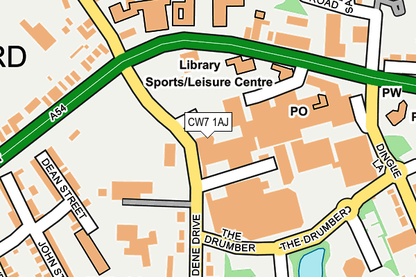 CW7 1AJ map - OS OpenMap – Local (Ordnance Survey) CW7 1AJ map - OS OpenMap – Local (Ordnance Survey)