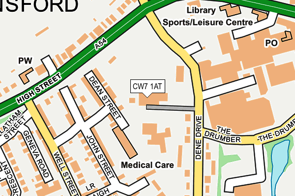 CW7 1AT map - OS OpenMap – Local (Ordnance Survey) CW7 1AT map - OS OpenMap – Local (Ordnance Survey)