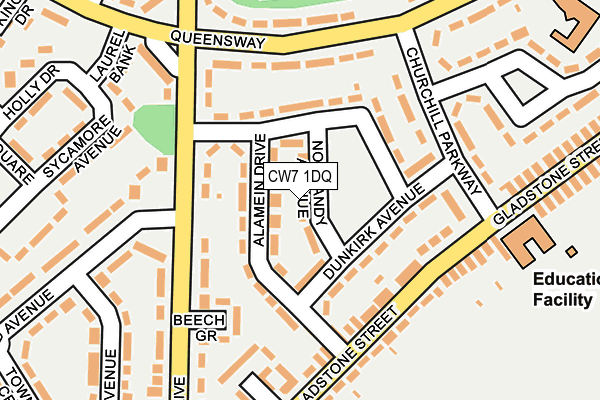 CW7 1DQ map - OS OpenMap – Local (Ordnance Survey) CW7 1DQ map - OS OpenMap – Local (Ordnance Survey)