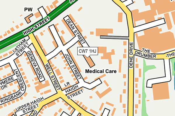 CW7 1HJ map - OS OpenMap – Local (Ordnance Survey) CW7 1HJ map - OS OpenMap – Local (Ordnance Survey)