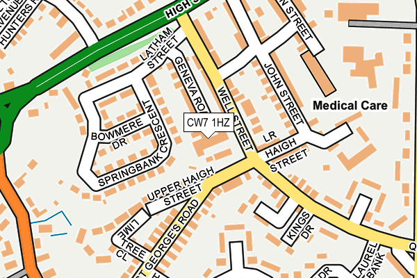 CW7 1HZ map - OS OpenMap – Local (Ordnance Survey) CW7 1HZ map - OS OpenMap – Local (Ordnance Survey)