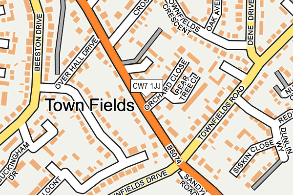 CW7 1JJ map - OS OpenMap – Local (Ordnance Survey) CW7 1JJ map - OS OpenMap – Local (Ordnance Survey)
