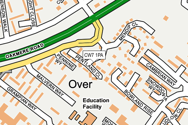 CW7 1PA map - OS OpenMap – Local (Ordnance Survey) CW7 1PA map - OS OpenMap – Local (Ordnance Survey)