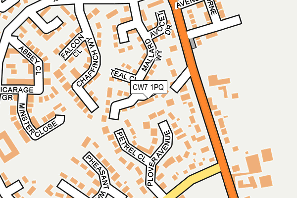 CW7 1PQ map - OS OpenMap – Local (Ordnance Survey) CW7 1PQ map - OS OpenMap – Local (Ordnance Survey)