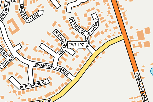CW7 1PZ map - OS OpenMap – Local (Ordnance Survey) CW7 1PZ map - OS OpenMap – Local (Ordnance Survey)