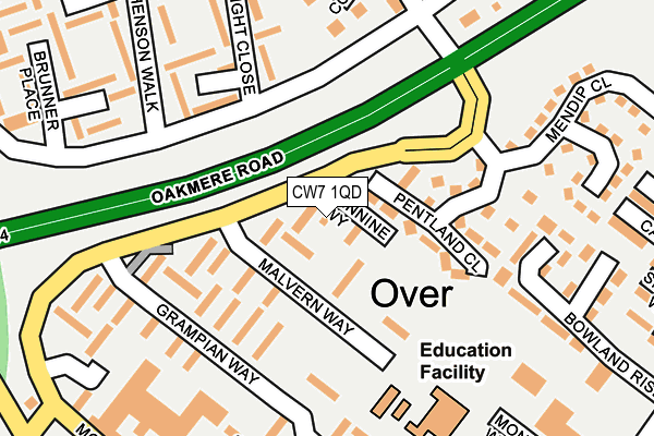 CW7 1QD map - OS OpenMap – Local (Ordnance Survey) CW7 1QD map - OS OpenMap – Local (Ordnance Survey)