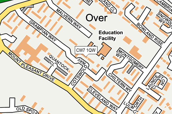 CW7 1QW map - OS OpenMap – Local (Ordnance Survey) CW7 1QW map - OS OpenMap – Local (Ordnance Survey)