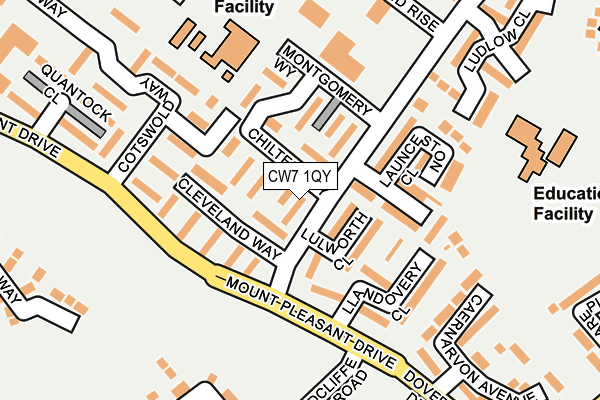 CW7 1QY map - OS OpenMap – Local (Ordnance Survey)