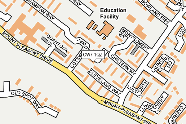 CW7 1QZ map - OS OpenMap – Local (Ordnance Survey) CW7 1QZ map - OS OpenMap – Local (Ordnance Survey)