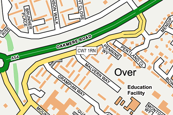 CW7 1RN map - OS OpenMap – Local (Ordnance Survey) CW7 1RN map - OS OpenMap – Local (Ordnance Survey)