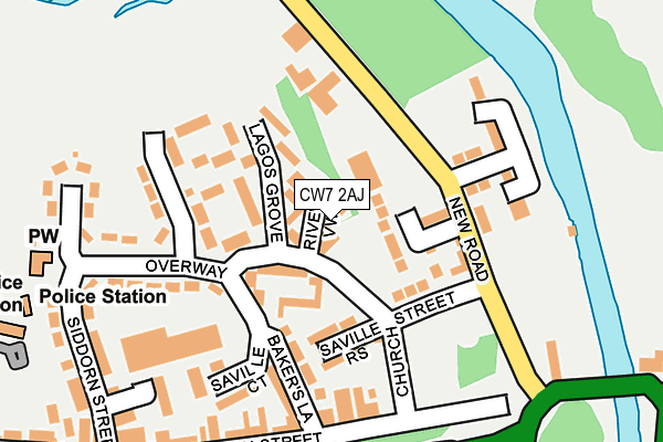 CW7 2AJ map - OS OpenMap – Local (Ordnance Survey) CW7 2AJ map - OS OpenMap – Local (Ordnance Survey)