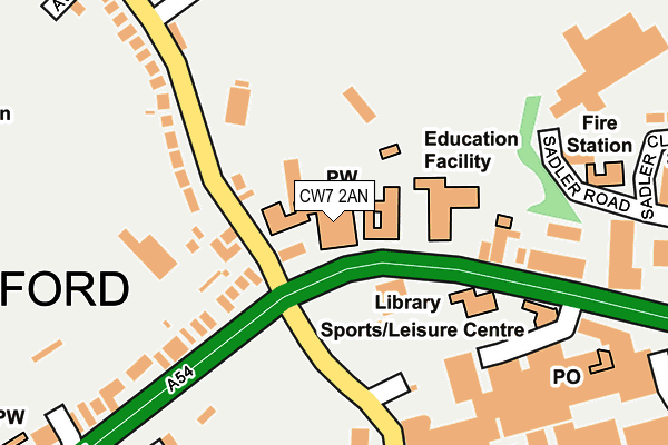 CW7 2AN map - OS OpenMap – Local (Ordnance Survey) CW7 2AN map - OS OpenMap – Local (Ordnance Survey)