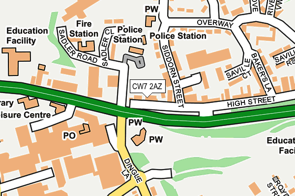 CW7 2AZ map - OS OpenMap – Local (Ordnance Survey) CW7 2AZ map - OS OpenMap – Local (Ordnance Survey)
