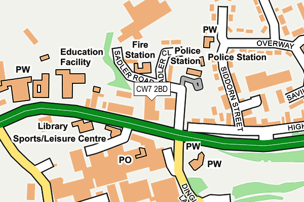 CW7 2BD map - OS OpenMap – Local (Ordnance Survey) CW7 2BD map - OS OpenMap – Local (Ordnance Survey)