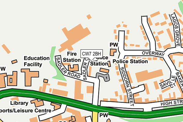 CW7 2BH map - OS OpenMap – Local (Ordnance Survey) CW7 2BH map - OS OpenMap – Local (Ordnance Survey)