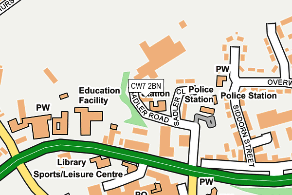 CW7 2BN map - OS OpenMap – Local (Ordnance Survey) CW7 2BN map - OS OpenMap – Local (Ordnance Survey)