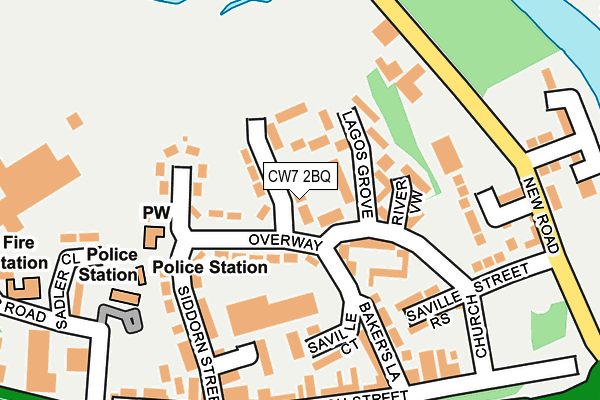 CW7 2BQ map - OS OpenMap – Local (Ordnance Survey) CW7 2BQ map - OS OpenMap – Local (Ordnance Survey)
