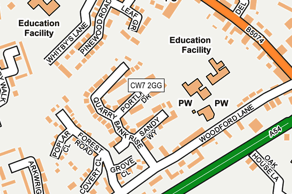 CW7 2GG map - OS OpenMap – Local (Ordnance Survey) CW7 2GG map - OS OpenMap – Local (Ordnance Survey)
