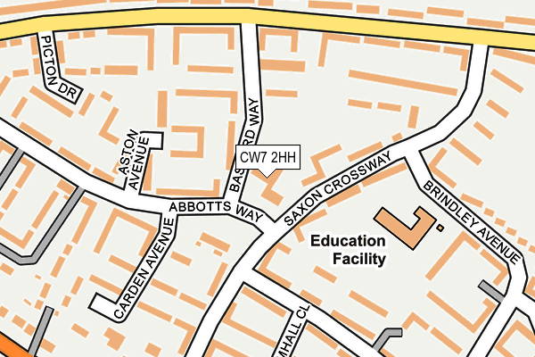 CW7 2HH map - OS OpenMap – Local (Ordnance Survey) CW7 2HH map - OS OpenMap – Local (Ordnance Survey)